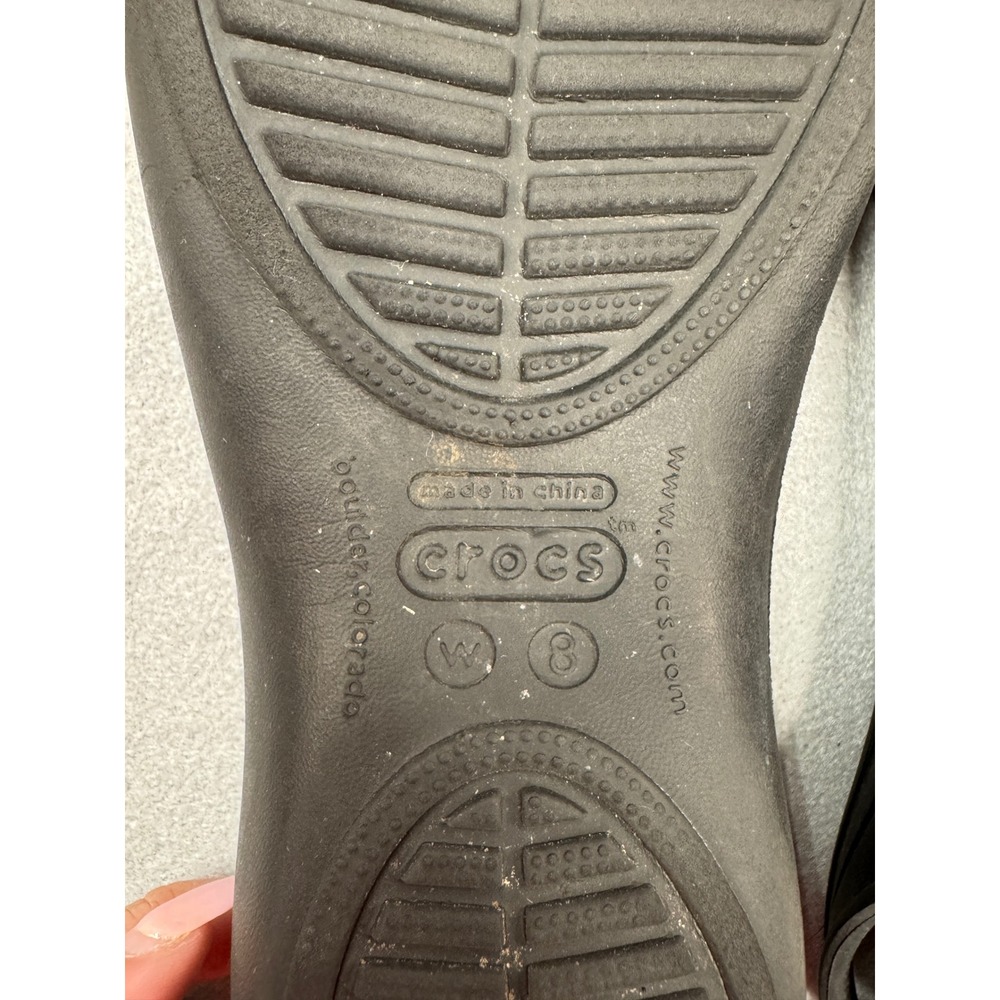 Crocs Olivia Black Slingback Ballet Flats Women Size 8 Laser Cut Petal Slip On - Picture 11 of 11